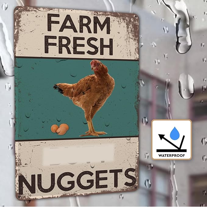 HIDEGRASS Vintage Metal Signs Chicken Coop Signs for Farm Yard Decor, Farm Tin Signs for Decor 8 X 12 Inch