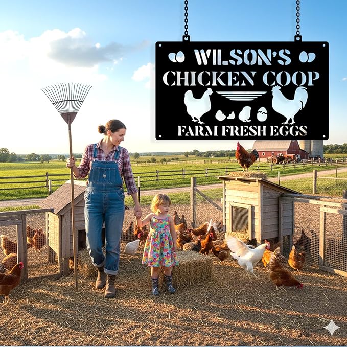Custom Chicken Coop Metal Sign, Personalized Chicken Coop Sign for Outside, Custom Metal Hen House Farm Signs, Chickens Hen House Farmhouse Wall Art Decor