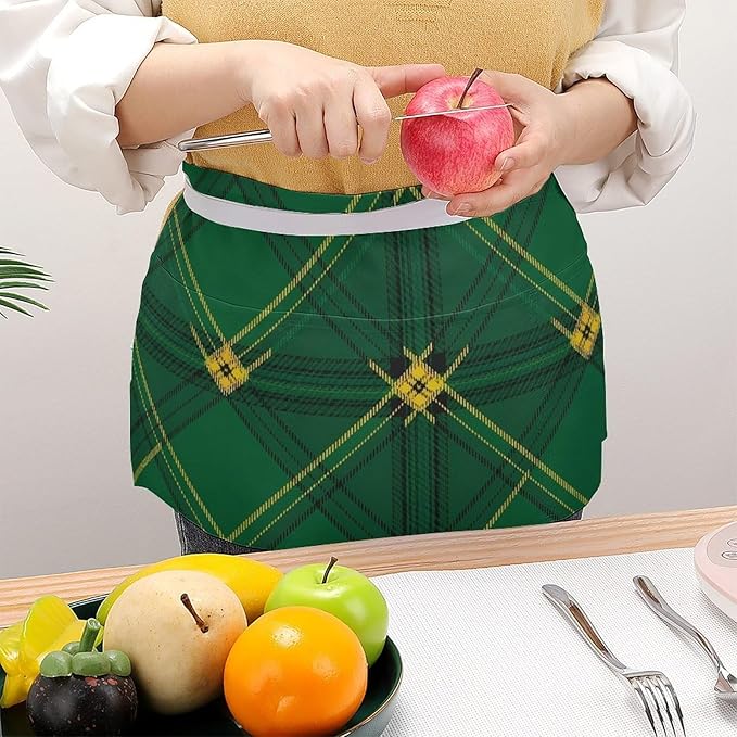 Half Apron with 3 Pockets Chef Cooking Kitchen Restaurant Aprons for Women Men