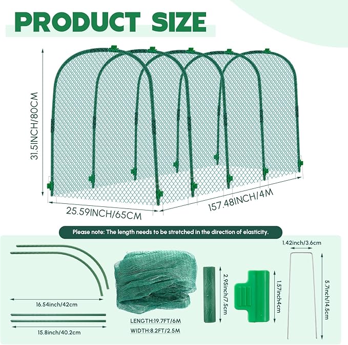 Large Chicken Tunnel Coop Run, 157 × 31.5 x 25.5 Inch, Easy to Install Green Yard Poultry Tunnel for Outdoor Yard, Ideal for Chickens, Ducks, Rabbits, and Small Animals