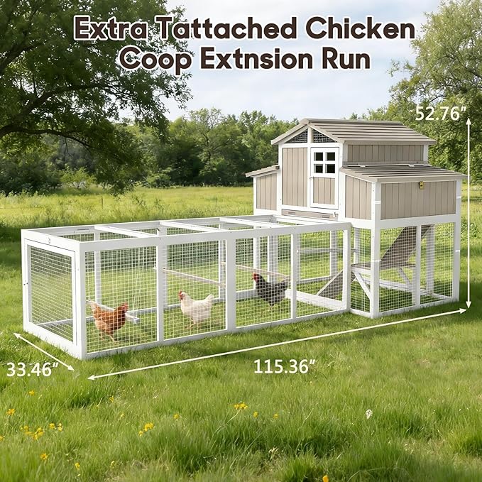 Large Wooden Chicken Coop for 2-6 Chickens, Outdoor Chicken House with 4 Nest Boxes, Hen House Poultry House Pet Hutch Chicken Cage with Waterproof Asphalt Roof, Ramp, Roosting Bars