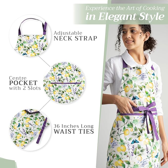 Maison d' Hermine 100% Cotton Apron for women with Pocket Kitchen Chef Apron for Men Cooking Easter Decorations