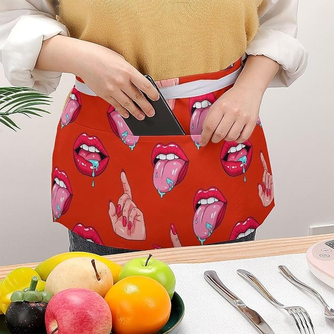 Half Apron with 3 Pockets Chef Cooking Kitchen Restaurant Aprons for Women Men