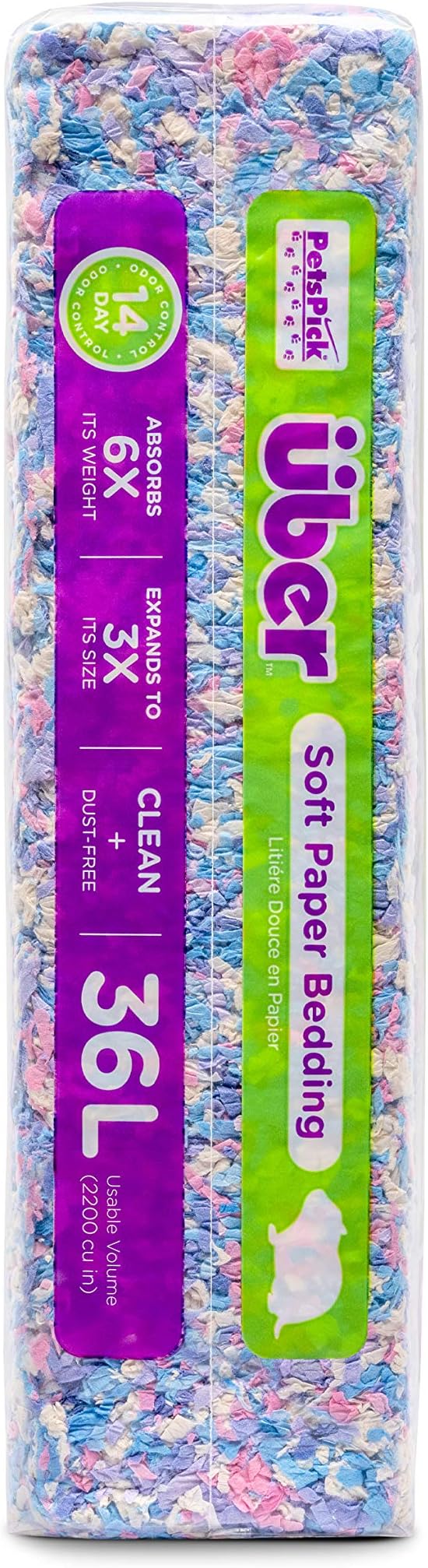 PETSPICK Uber Soft Paper Pet Bedding for Small Animals, Confetti, 36L
