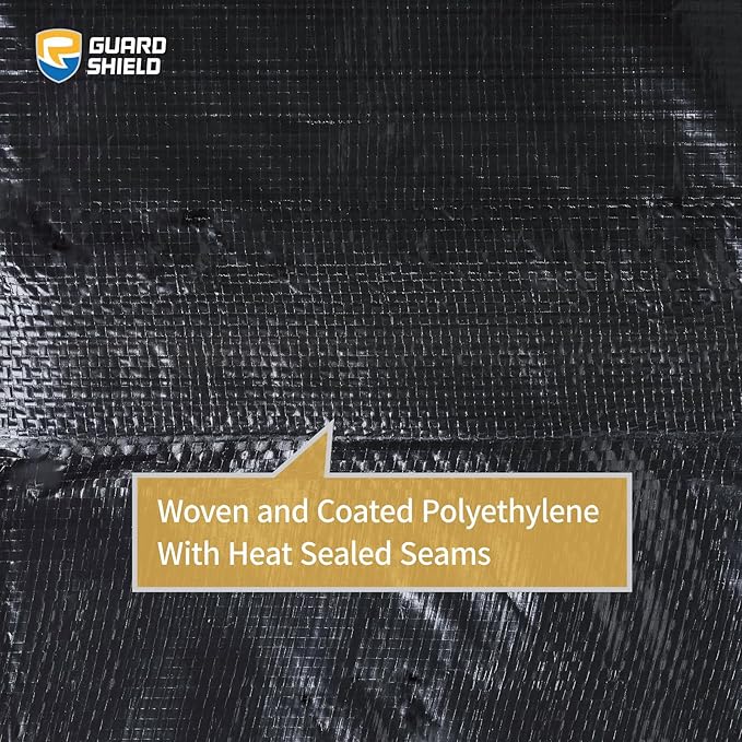 GUARD SHIELD Black Tarp 20x30 Feet Waterproof Tarps Lightweight Camping Tarp Outdoor Multi Purpose Poly Cover 6mil
