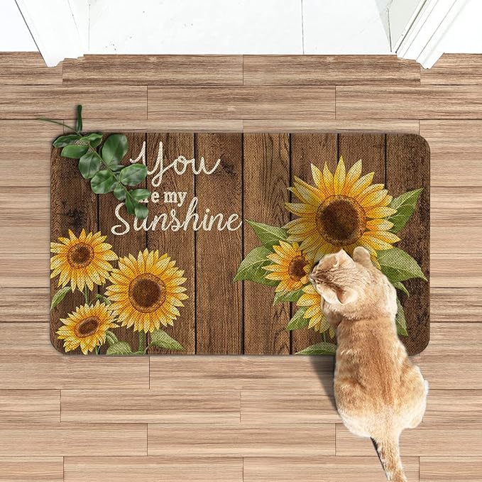 Roszwtit Farmhouse Kitchen Rugs and Mats, You are My Sunshine Sunflowers Door Mat, Seasonal Washable Non-Slip Floor Mats for Home Kitchen Decor 30x17 Inch