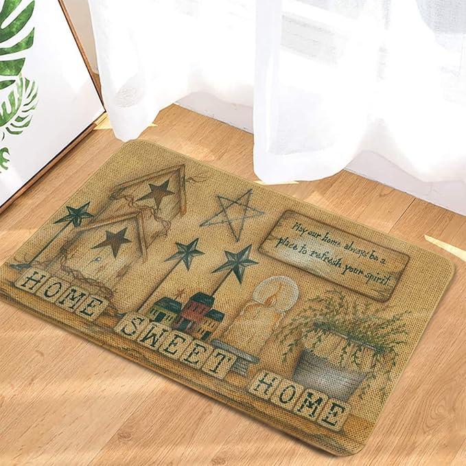 Roszwtit Farmhouse Kitchen Rugs and Mats, Home Sweet Home Door Mat, Seasonal Washable Non-Slip Floor Mats for Home Kitchen Decor 30x17 Inch