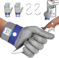 2 Pcs Level 9 Cut Resistant Gloves, Food Grade for Stainless Steel Mesh Metal Glove Touch Screen, Kitchen Cooking Gloves for Women and Men, for Butcher Meat Cutting Oyster Shucking, Size: 8/Medium