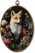 Fox wall decor, 8.6×11.4 inches high-density canvas with pre-installed hook for easy hanging, ideal for bedroom, living room, study, stylish boho framed art, and a gift for art lovers.