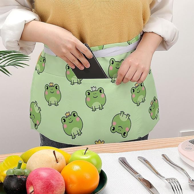 Server Apron with 3 Pockets Waist Waiter Waitress Half Apron Short Aprons
