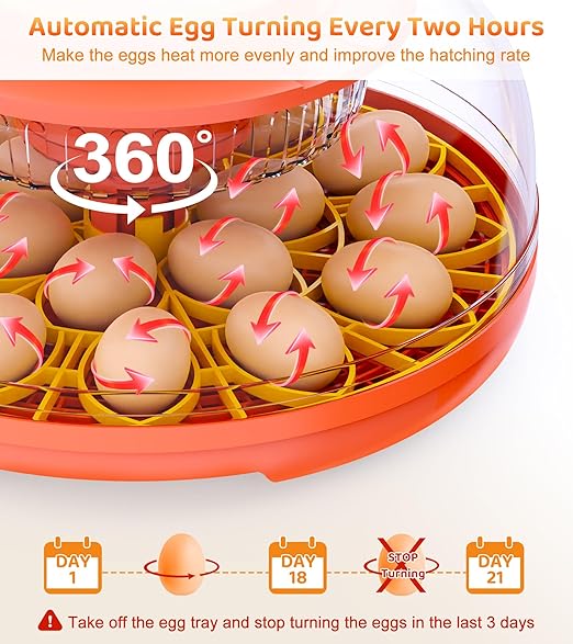 18 Egg Incubator with Automatic Egg Turning, Digital Temperature Humidity Control, Incubator for Hatching Eggs, 360° View Candler, Chicken, Quail, Duck, Goose, Turkey for Home & Farm
