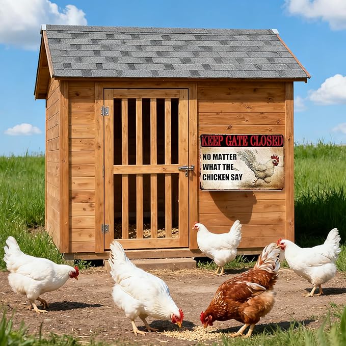 Outdoor Chicken Coop Decor Rustic Farmhouse Wall Decor Chicken Themed Gifts Funny Farm Animals Decorations Retro Metal Sign 8×12 Tin Sign