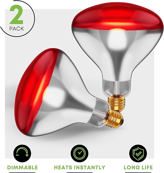 250 W att R40 Incandescent Light Bulbs (2-Pack) - Bathroom Infrared Heat Lamp for Chickens Chicks Puppies Reptiles Livestock Poultry , Sauna Red Light Therapy Bulb | 2,000 Hour Rated, E26 Base, 120V