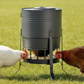KOL Chicken Feeder No Waste for Coop & Outdoors, 16 Port 50lbs Poultry Feeder with Spill-Control Design, Rust-Proof Powder Coated Metal & Smooth Safe Edges (Black)