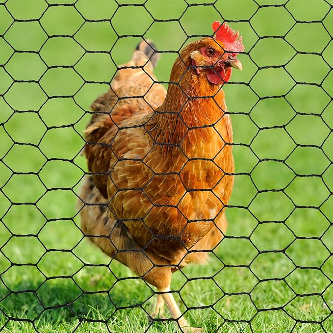 SATINIOR 2 Sheets Chicken Wire Net for Craft Work, Galvanized Hexagonal Wire Mesh (Black,13.7 x 80 Inches)
