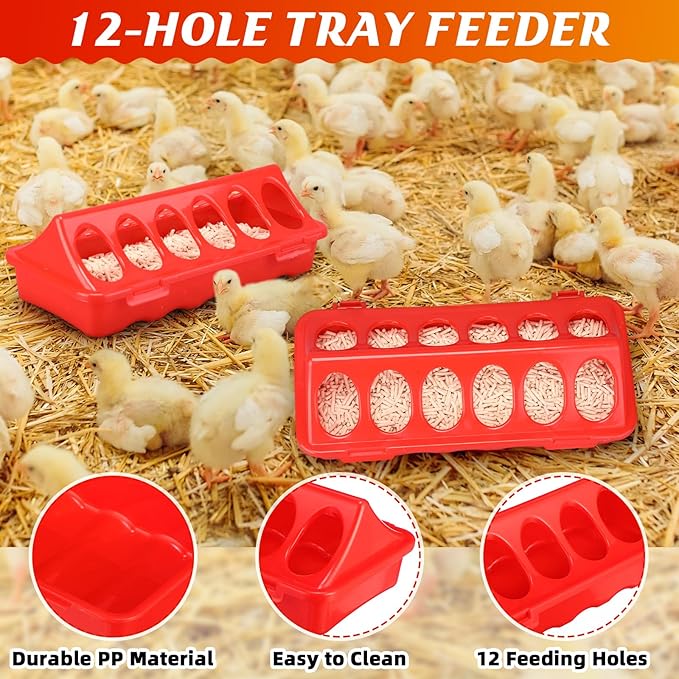 4 Pack 6l Heated Chicken Feeder and Waterer Kit Poultry Waterer Fountain with Leg Support for Chicks Coop Feeding Farm Supplies Birds Duck