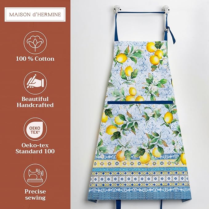 Maison d' Hermine 100% Cotton Apron for women with Pocket Kitchen Chef Apron for Men Cooking Easter Decorations