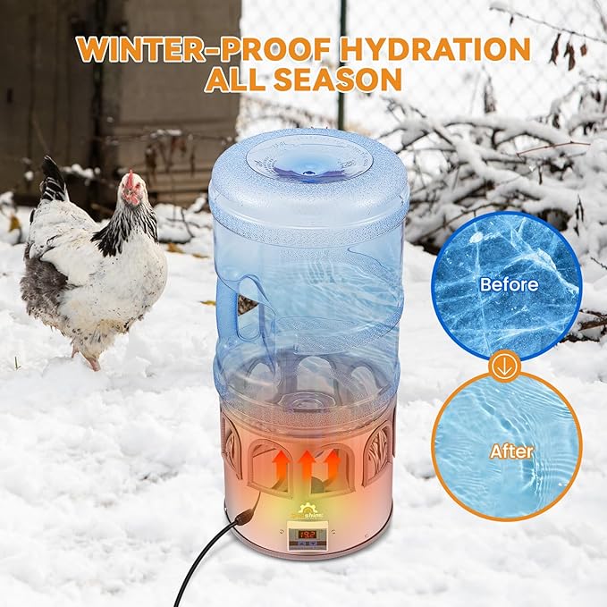 Heated Chicken Waterer 5 Gallon, Heated Poultry Waterer, for Chicken Duck and Chicken Coop