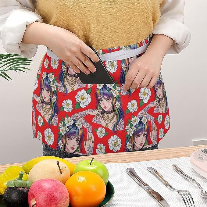 Server Waitress Waist Apron Cooking Kitchen Restaurant Aprons for Women Men