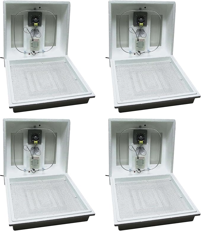Farm Innovators 120 Volt 40 Watt Circulated Air Incubator for Up to 4 Eggs with Easy to Read Digital Display and Large Picture Window, White (4 Pack)
