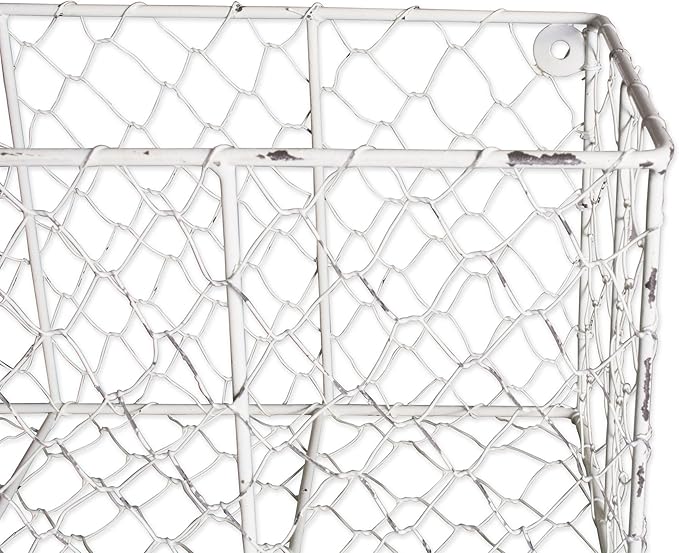 DII Chicken Wire Collection Farmhouse Vintage Wall Baskets, Small Basket, White