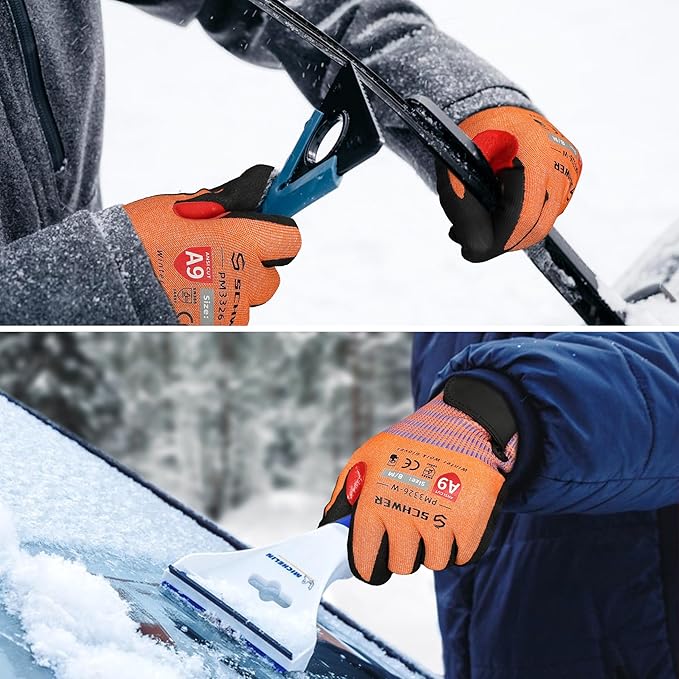 Schwer FreezeGuard-X Winter Work Gloves for Men and Women, ANSI A9 Cut Resistant Gloves for Extreme Protection, Freezer Glove With Super Grip, Touchscreen, Thermal Insulated, PM3326-W (M,1 Pair)