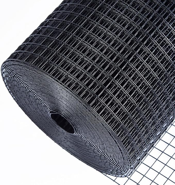 HORCH Black Hardware Cloth 1/4 inch 48 x 50 ft 19 Gauge, Wire Mesh Roll, Chicken Wire Fencing, Garden Fencing, Welded Wire Fence Roll, Gopher Wire, Chicken Coop/Run Wire, Rat Wire, Mesh Wire Fence