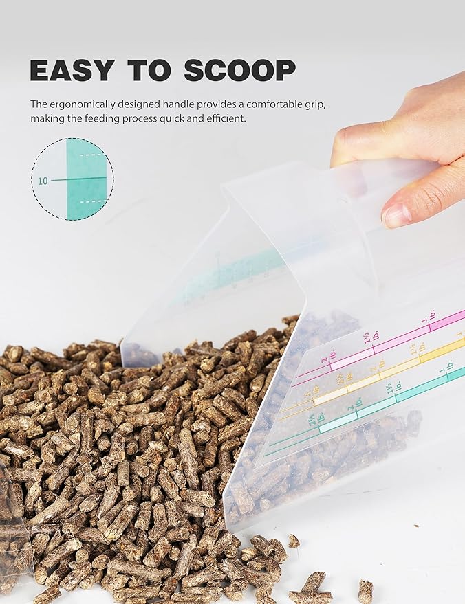 Tackmore Plastic Feed Scoop With Clearly Labeled Indicators Feed Scoop Allow for Accurate Measurement Grains, Pellets, Sweet Feed, Water Feeder
