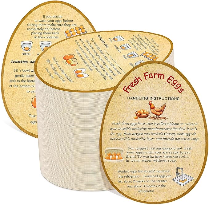 250PCS Farm Fresh Egg Handing Instruction Cards,2.7inch×3.5inch Double-Sided Printing Eggs Shape Sign for Farm Packaging cartons,Easy to Write The Collection Date.