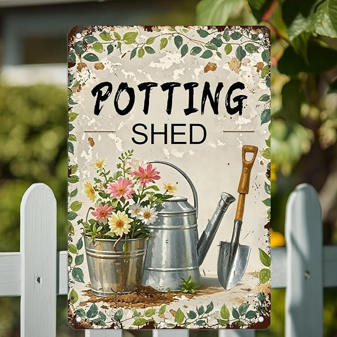 Potting shed Garden Tools tin Sign Garden Decorative Metal Signs for Home Farm Vintage Wall Decor 8x12 Inch