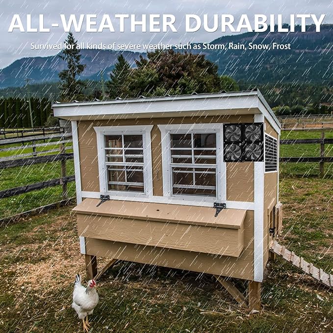 Solar Exhaust Fan, 25W Powerful Solar Fan for Chicken Coop, Easy Installation, Weatherproof, Ventilate Your Chicken Coop Shed Greenhouse Dog House with Zero Electricity Cost