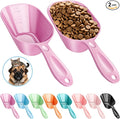 Pet Food Scoop 2 Pack, Dog Cup Capacity Cat Food Scooper With Measuring Lines For Dog, Puppy and Cat Coffee Bean, Flour Scoop Purple