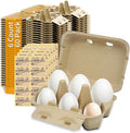 Jumbo Duck Egg Cartons 60 Pack- Holds Up to Half Dozen 6 Count Eggs Bulk Blank Container Empty Cardboard Thickness Natural Pulp Egg Boxes, with Stickers