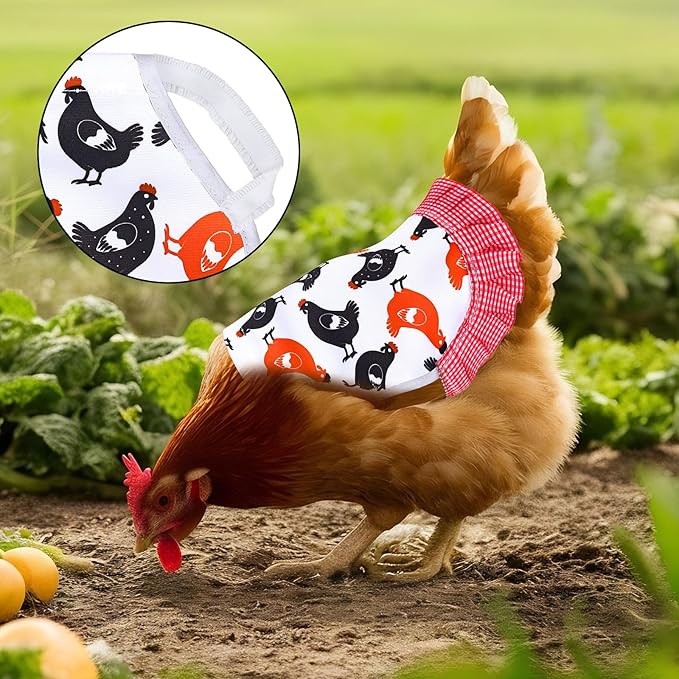 Whaline 6Pcs Chicken Saddles for Hens Chicken Apron with Elastic Straps for Poultry Protector Wing Back Feather Fixer Supplies