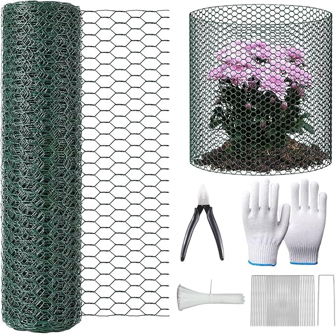32.8FT x16IN Plant Protectors from Animals,Free-Cut Metal Chicken Wire for Outdoor Plants to Keeping Rabbits Squirrels Chicken Animals Out