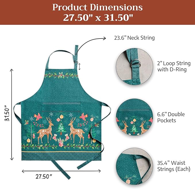 Maison d' Hermine 100% Cotton Apron for women with Pocket Kitchen Chef Apron for Men Cooking Easter Decorations