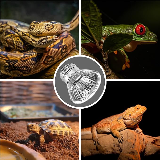 Briignite Reptile Heat Bulb 2 Pack, 50W UVA UVB Reptile Light Bulbs, Dimmable Heat Lamp Bulbs, Basking Light Bulb for Turtle, Beard Dragon Gecko Lizard Amphibians