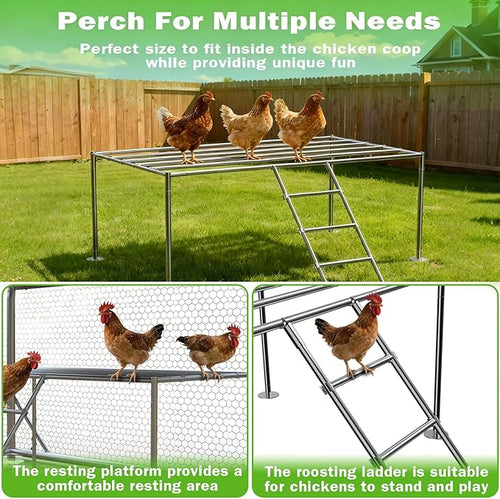 10x13FT Metal Chicken Coop, Dutch Door Chicken Run with Chicken Perch, Cover and Hardware Cloth, Walk in Duck Pen for Backyard Poultry and Pet Farming