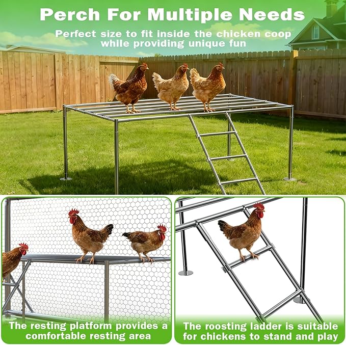 10x20FT Metal Chicken Coop, Dutch Door Chicken Run with Chicken Perch, Cover and Hardware Cloth, Walk in Duck Pen for Backyard Poultry and Pet Farming