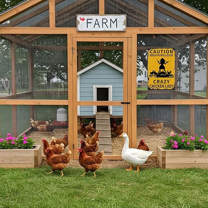 Metal Chicken Coop Sign, Funny Chicken Gifts, Tin Sign for Home Farm Chicken Coop Farmhouse Kitchen Garden Decor 8 X 12 Inch