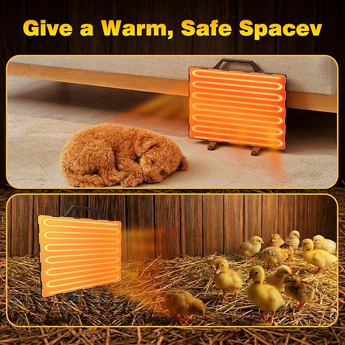Chicken Coop Heater for Winter, Safe 140W Radiant Heat Panel with ETL Certification, Quiet & Light-Free Design, Ideal for Chicken Coops, Small Pets, and Under Desk Use