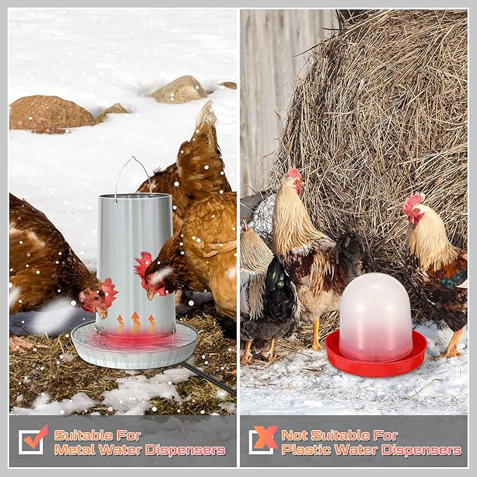 Hortsun Chicken Water Heater for Winter, Poultry Water Heater Base 120v 35w Silicone Heated Pad Chicken Waterer Heated Coop for Metal Bucket Stock Tank with 47.24 Inches Cord(Orange)