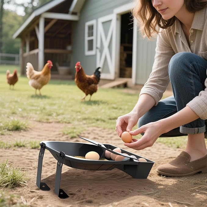 Roll Away Chicken Nesting Box,Lockable Fake Egg & Jute Pad – 2-Height Adjustable Slope – Fits Inside 14"+ Coops – Small to Medium Breeds(3PC)