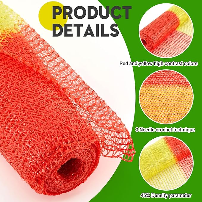 1 Roll 3.3' x 164' Safety Snow Fence Net HDPE High Visibility Temporary Barrier Construction Netting Safety Warning Roadblock for Snow Fencing Garden Poultry Driveway (Red and Yellow)