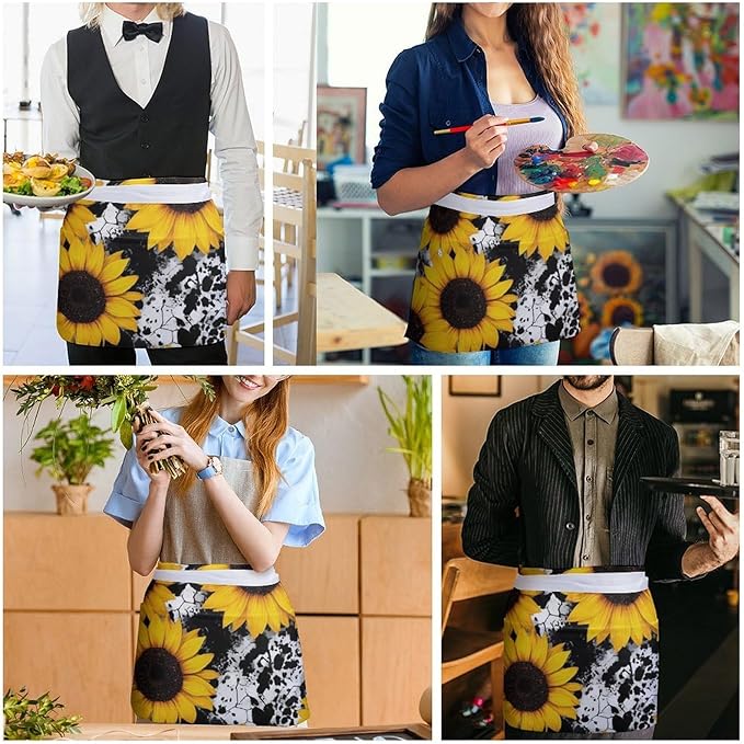 Unisex Half Waiter Waist Short Apron Waterproof Chef Works Waitress Aprons