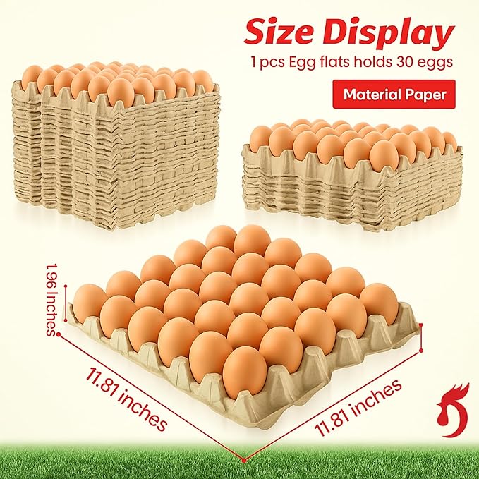 65 Pack Egg Cartons Crates Bulk - 30 Cell Pulp Fiber Egg Flats Reusable Stackable Cardboard Tray for Home Storing Packing Roach Colony Soundproofing