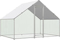 Large Metal Chicken Coop Walk-in Poultry Cage with Water-Resident and Anti-UV Cover Duck Rabbit Cat House Outdoor Chicken Run Pen with Spire Shaped Cage