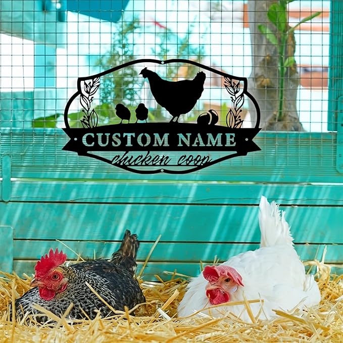 Custom Chicken Coop Metal Sign, Personalized Chicken Coop Sign for Outside, Custom Metal Hen House Farm Signs, Chickens Hen House Farmhouse Wall Art Decor