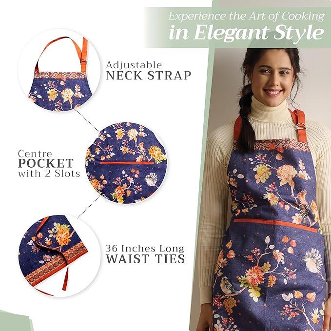 Maison d' Hermine 100% Cotton Apron for women with Pocket Kitchen Chef Apron for Men Cooking Easter Decorations
