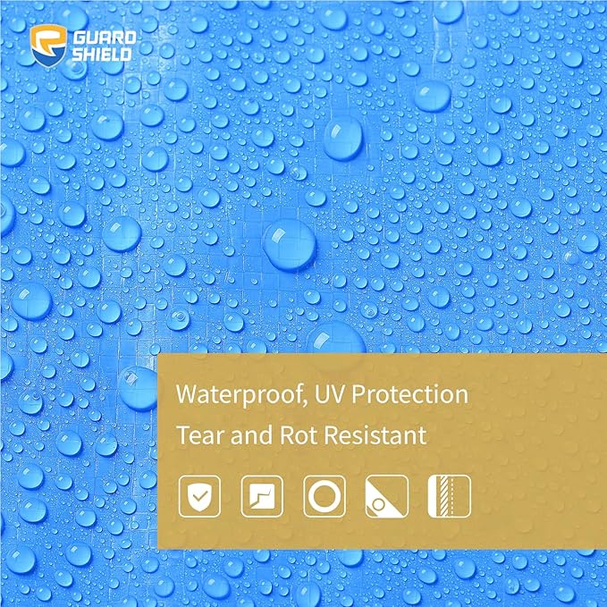 GUARD SHIELD Blue Tarp Waterproof 20x20 Feet Medium Duty All Purpose Poly Tarps Cover 7mil
